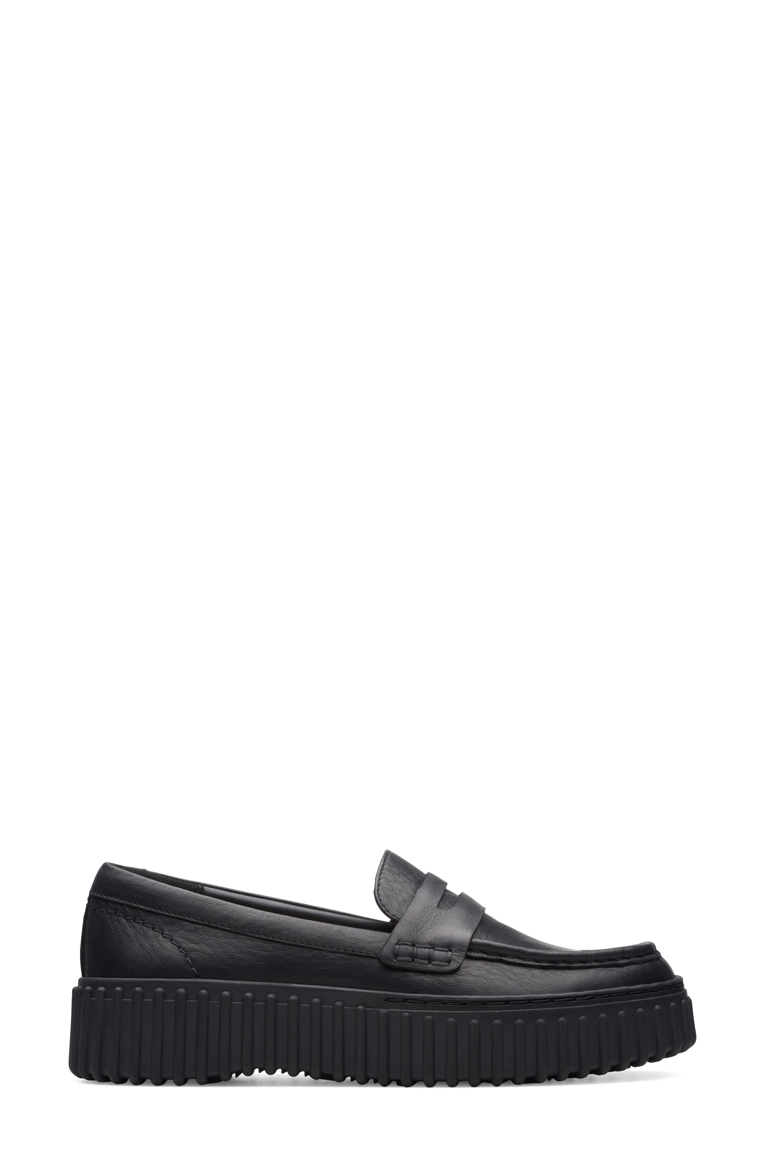 Clarks<sup>®</sup> Torhill Platform Penny Loafer, Alternate, color, Black Leather