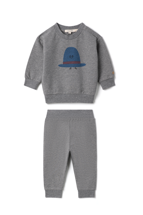 2 Piece Hat Print Fleece Sweatshirt & Pants