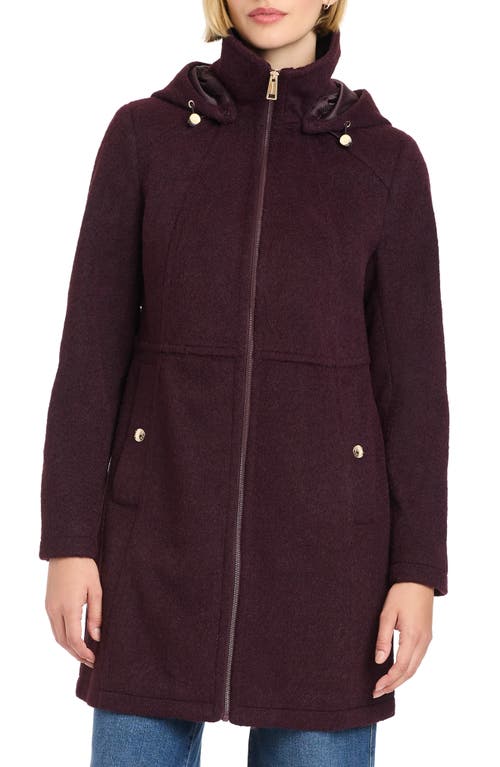 Vince Camuto Walking Coat With Removable Hood In Burgundy