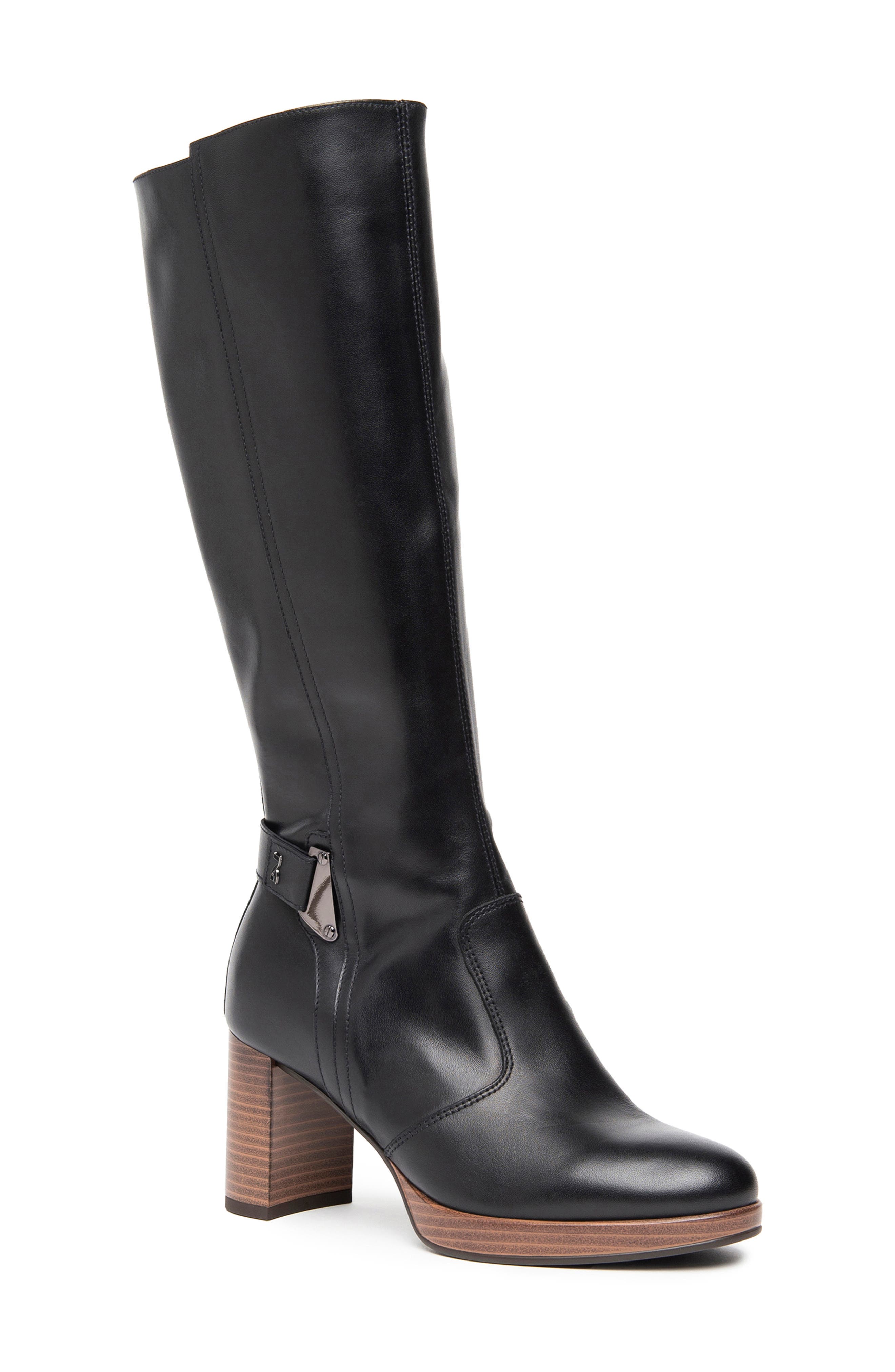 NeroGiardini Platform Knee High Boot, Main, color, Black