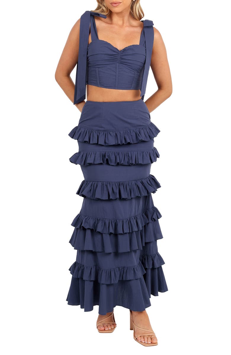 Petal & Pup Tia Crop Corset Top & High Waist Maxi Skirt Set, Main, color,