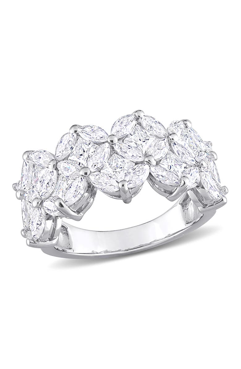 Julianna B. Moissanite Cluster Anniversary Ring Sterling Silver, Main, color, 