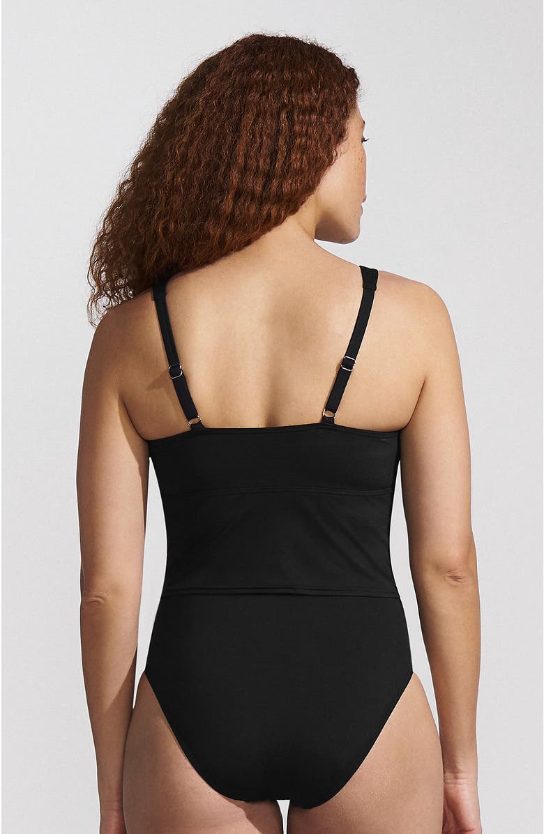 Lands' End D-Cup Wirefree Wrap Midkini Swimsuit Top, Alternate, color, Black