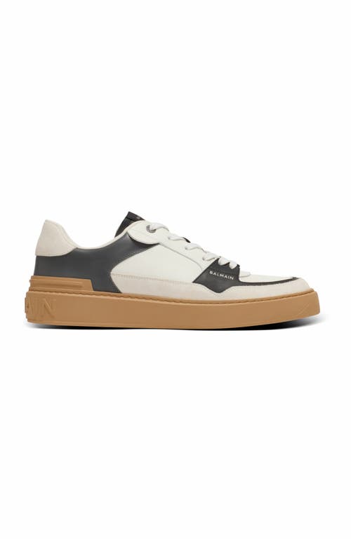 Balmain B-court Flip Leather Trainers In Gray