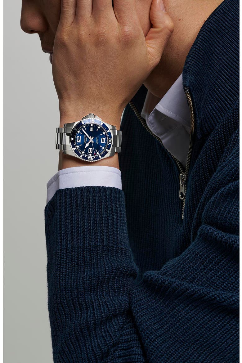HydroConquest Automatic Bracelet Watch, 41mm, Alternate, color, BLUE