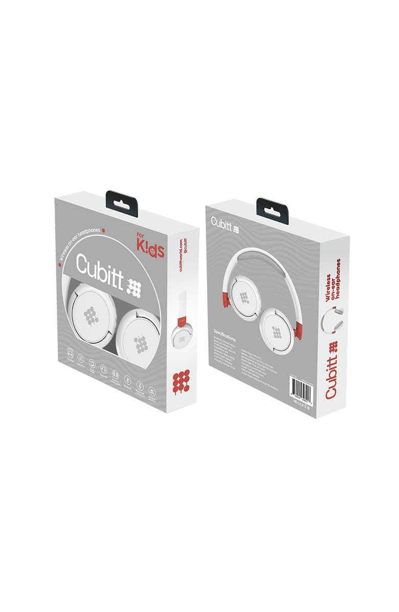 Cubitt Bluetooth Headphones for Kids, Wireless , with Premium Sound Quality, Built In Microphone, 24 hours Playtime, Study Mode and Deep Bass, AUX Cord Black, Alternate, color, White