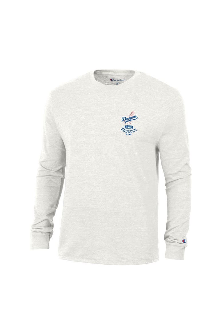 Men's Champion White Los Angeles Dodgers Cooperstown Winning Tradition Tri-Blend Long Sleeve T-Shirt, Main, color, White