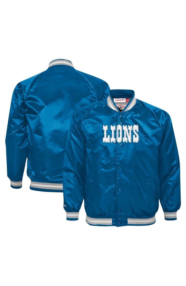 Mitchell & Ness Youth Mitchell & Ness Blue Detroit Lions Satin Raglan Full-Snap Jacket, Main, color, Blue