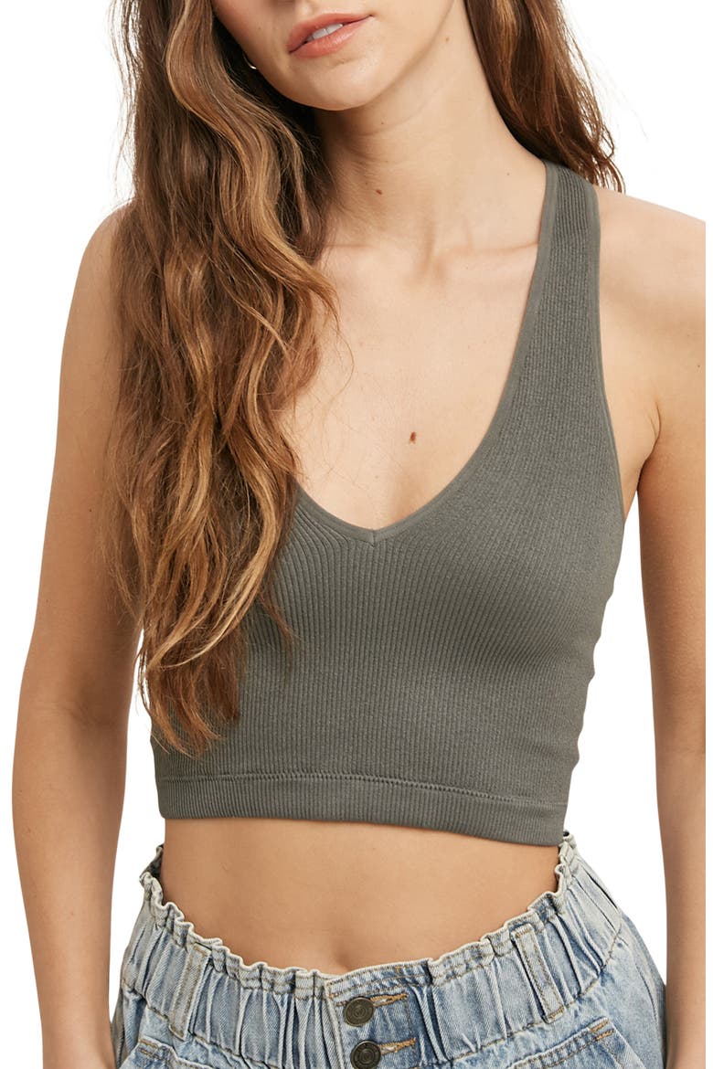 Seamless Racerback Bralette, Main, color, GREY