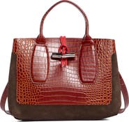 Longchamp Le Roseau Medium Mixed Leather Handbag