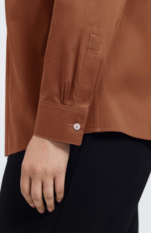Foxcroft June Stretch Cotton Blend Button-up Shirt In Brown