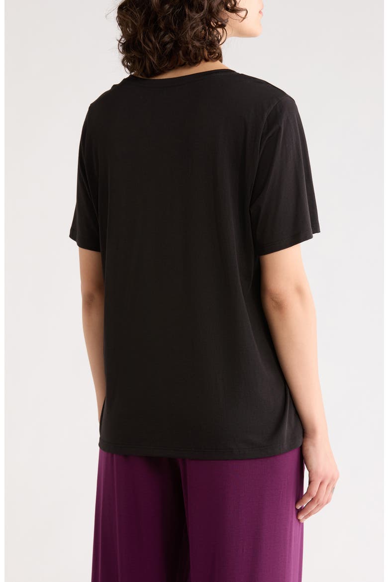 V-Neck Organic Cotton Knit T-Shirt, Alternate, color, BLACK