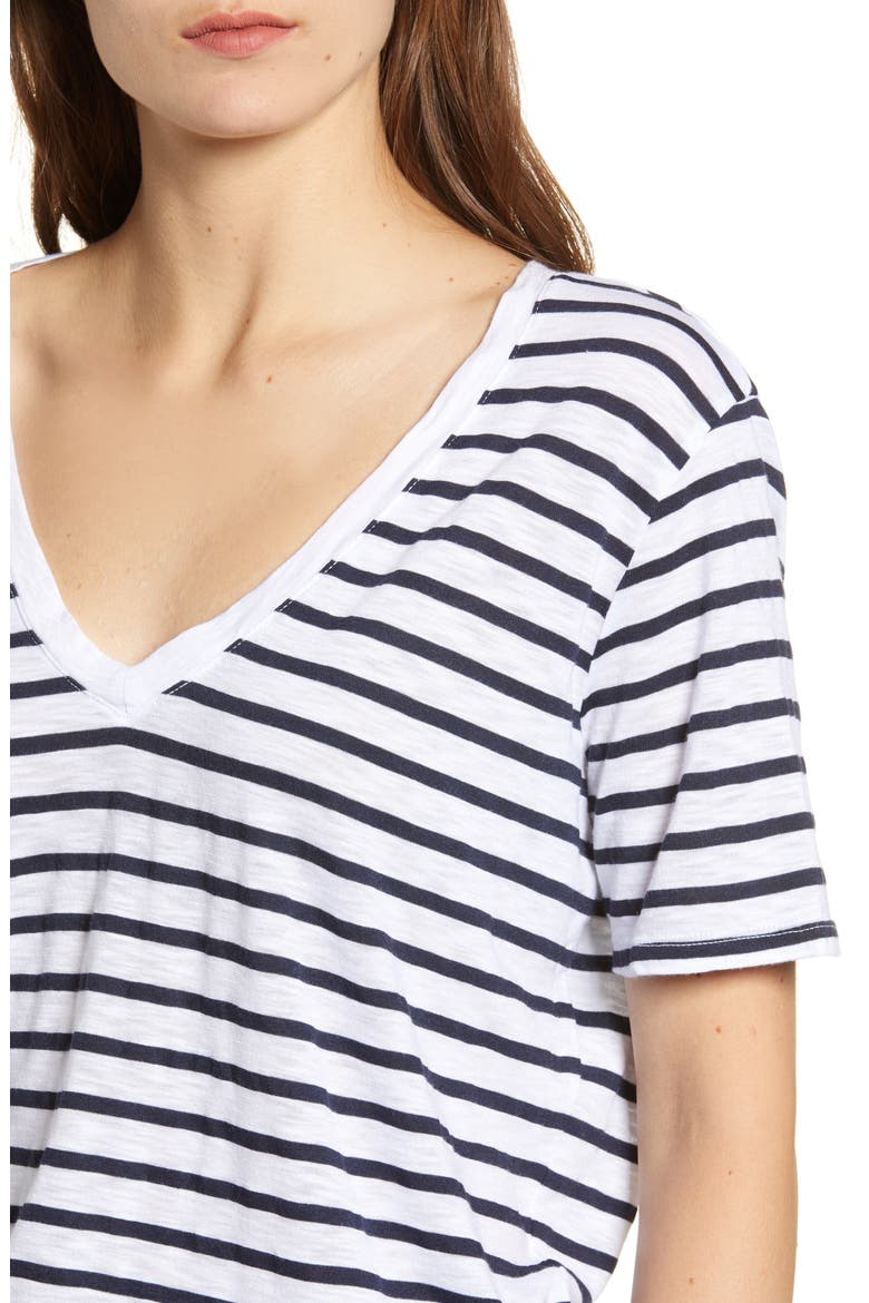 V-Neck Slub Jersey Tee, Alternate, color, NAVY/ OFF WHITE