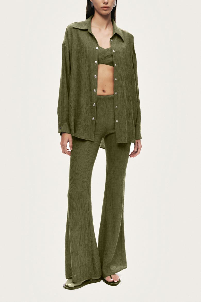 Flared High-Waist Pants, Alternate, color, Khaki