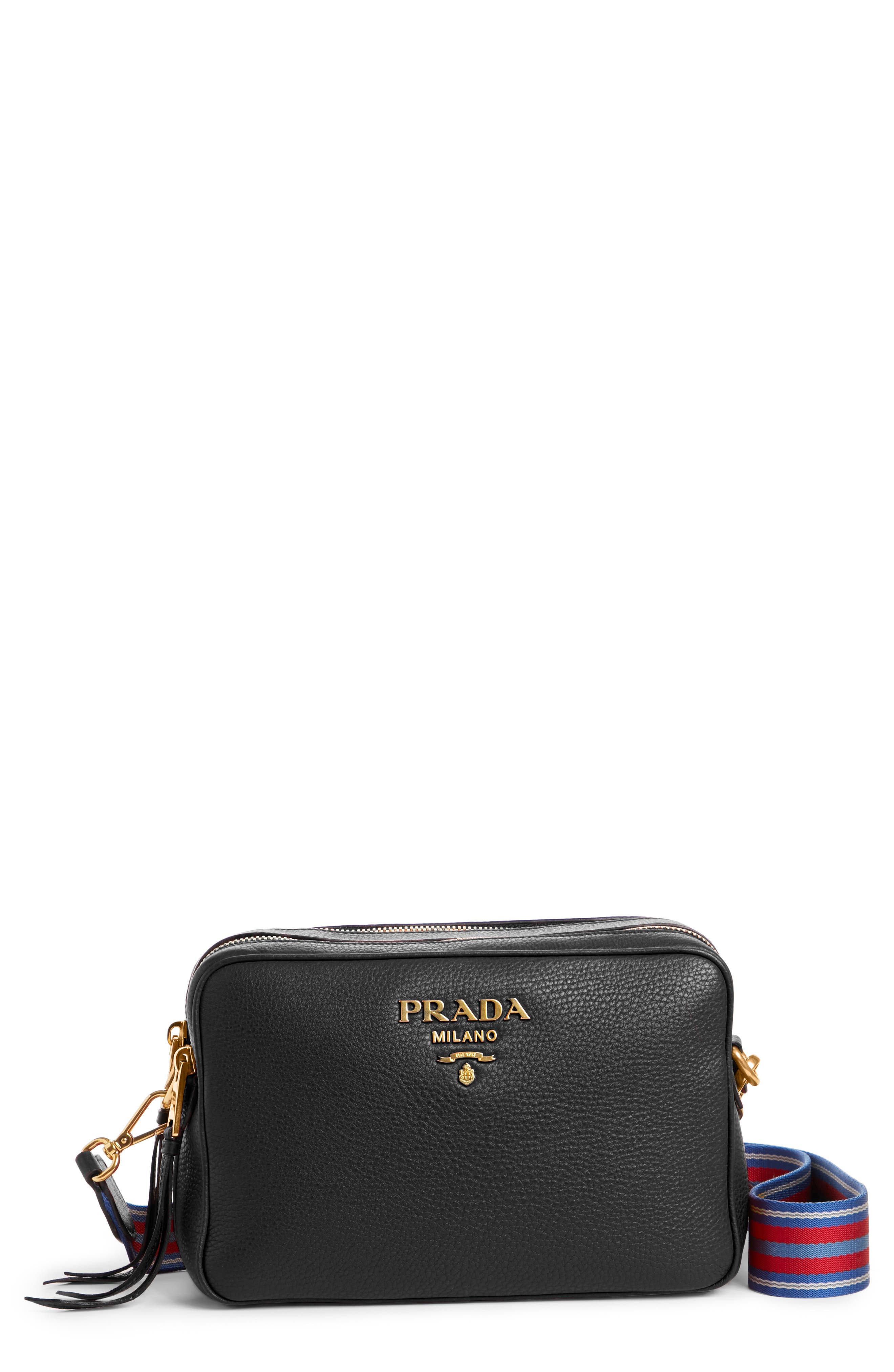 Prada Vitello Daino Leather Camera Bag, Main, color, 