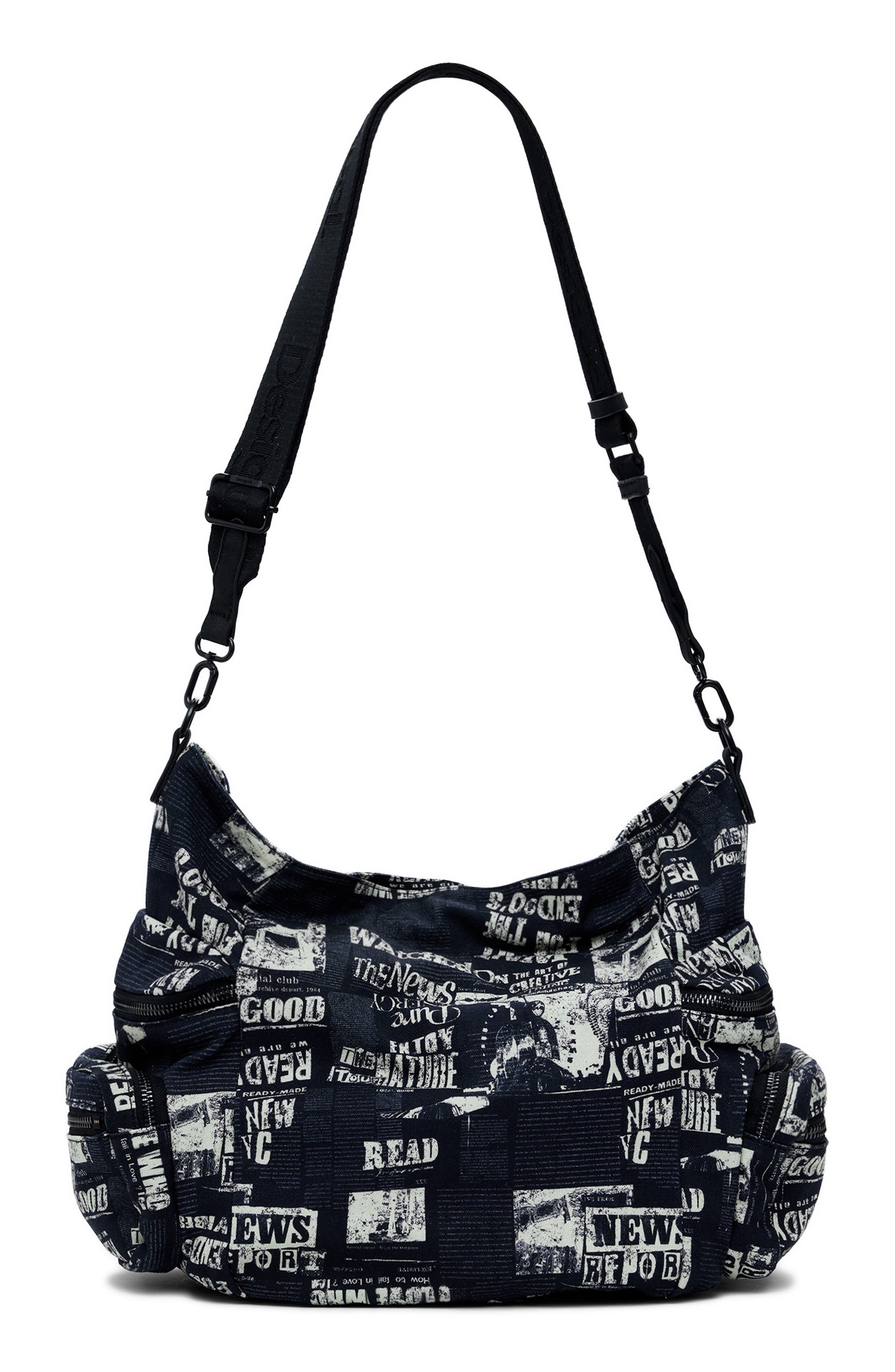 Desigual Cotton Canvas Shoulder Bag, Alternate, color, 