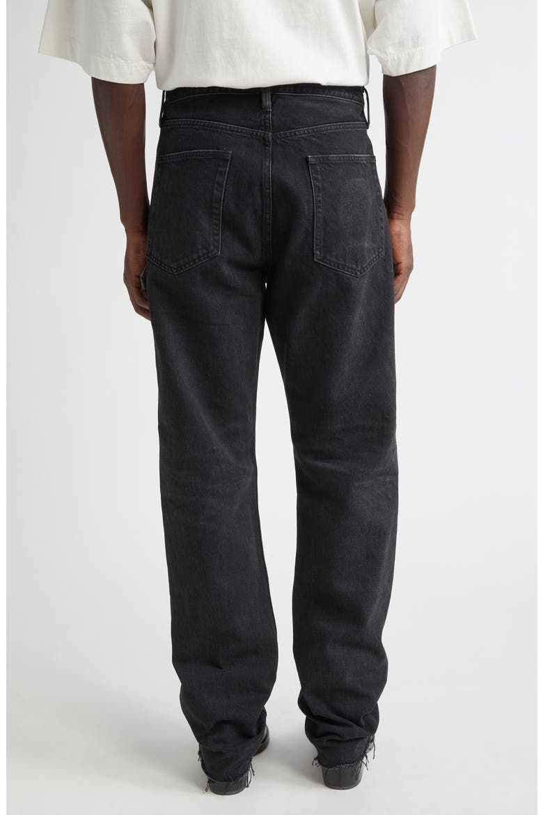 Five-Pocket Raw Hem Straight Leg Jeans, Alternate, color, BLACK