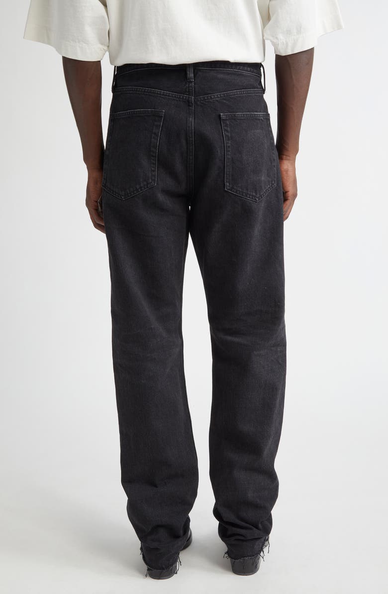 Fear of God Five-Pocket Raw Hem Straight Leg Jeans, Alternate, color, Black