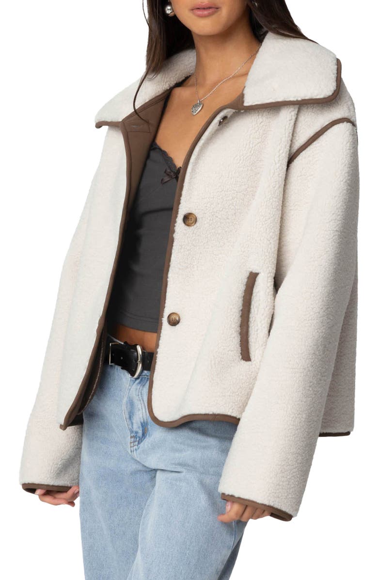 EDIKTED Frost Oversize Faux Shearling Jacket, Alternate, color, Beige