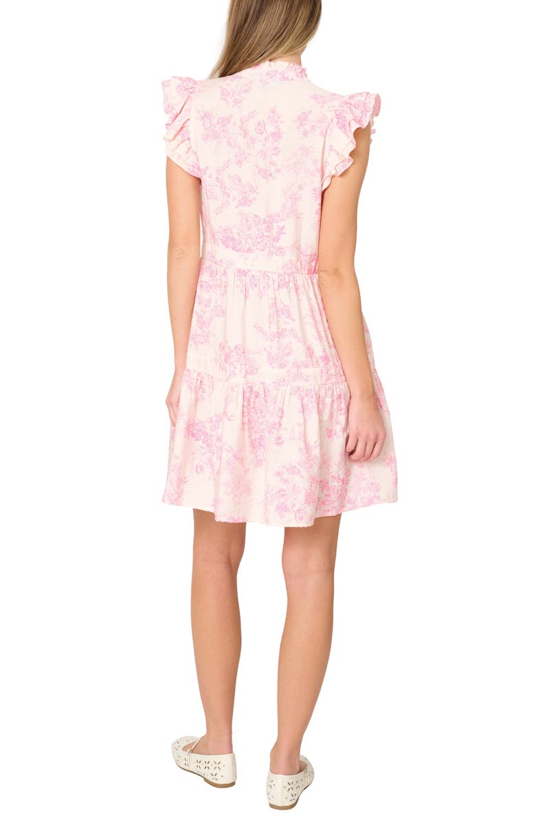 GIBSONLOOK Print Flutter Sleeve Tiered Dress, Alternate, color, Romantic Toile