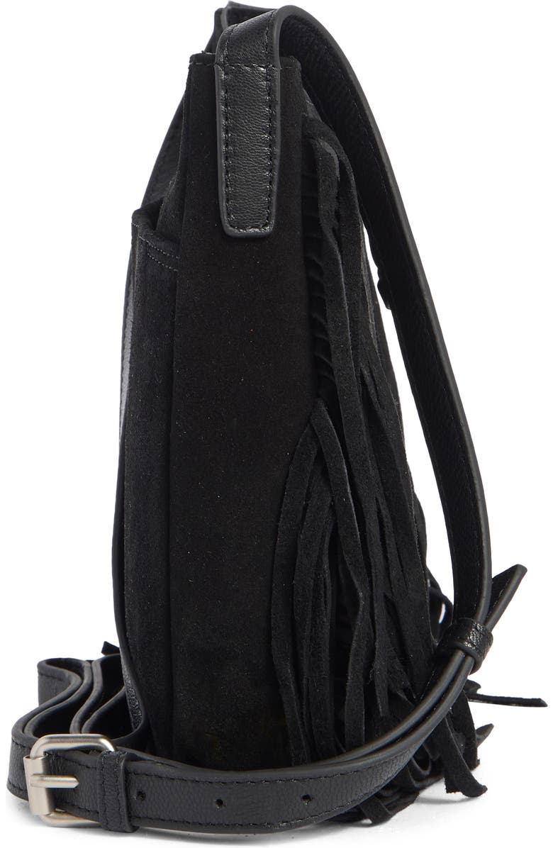 Lucky Brand Bran Nyra Small Fringe Crossbody Bag, Alternate, color, Black