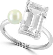 EFFY White Topaz & 5-5.5mm Cultured Pearl Ring