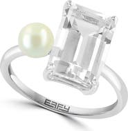 EFFY White Topaz & 5-5.5mm Cultured Pearl Ring