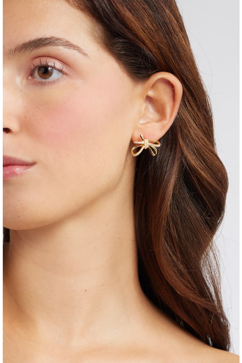 Demi Fine Delicate Bow Stud Earrings, Alternate, color, 14K GOLD PLATED