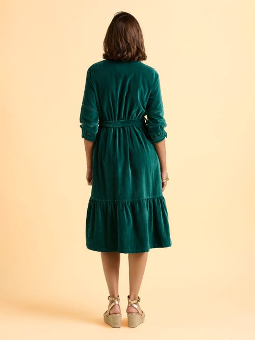 Brakeburn Starry 3/4 Sleeve High Neck Midi Dress In Green