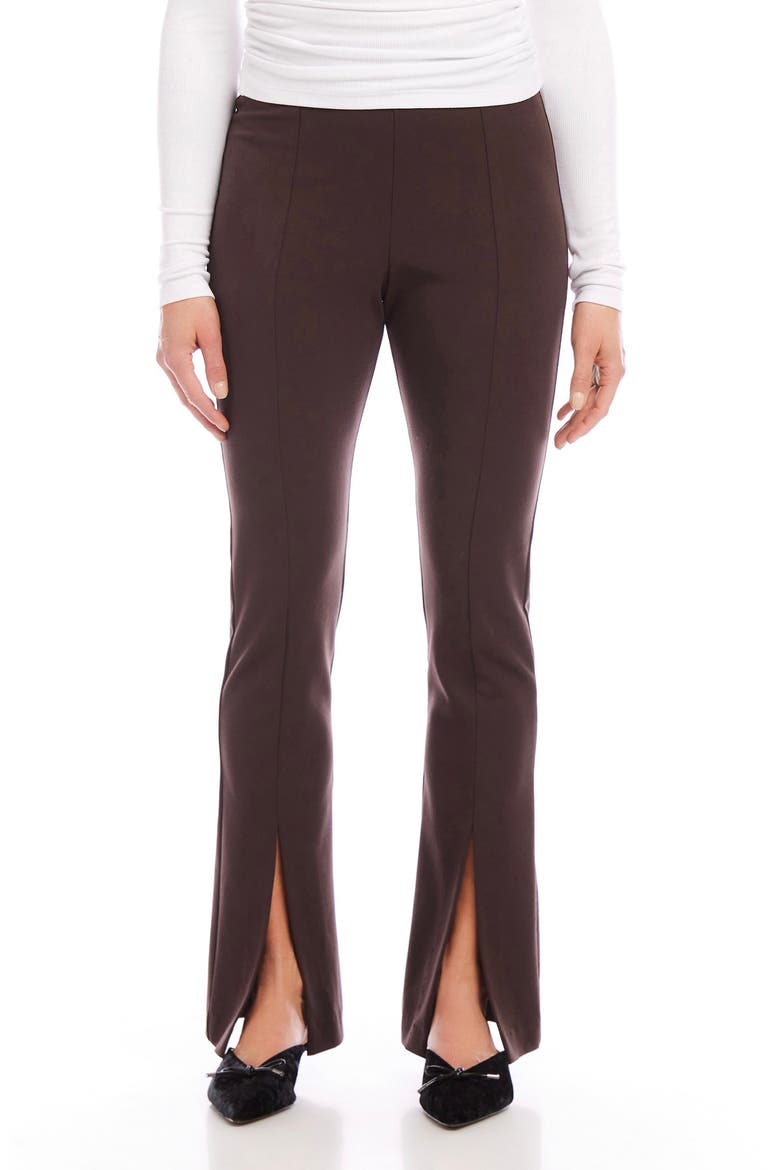 Harlow High Waist Slit Hem Bootcut Pants, Main, color, BROWN