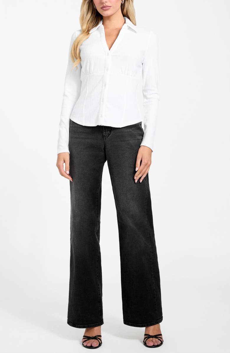 GUESS Annida Corset Button-Up Shirt, Alternate, color, White