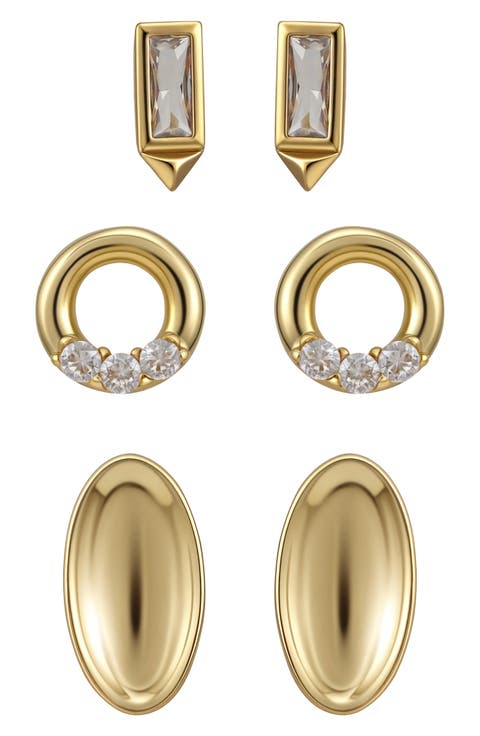 Set of 3 Assorted Stud Earrings