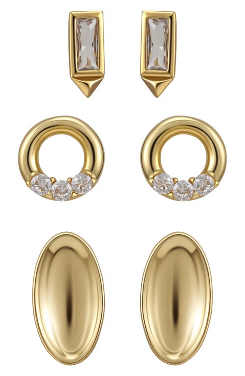 Vince Camuto Set Of 3 Assorted Stud Earrings In Gold