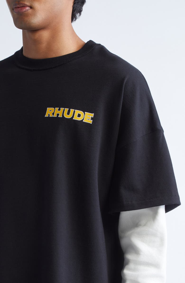 Rhude Steel Double-Layered Graphic T-Shirt, Alternate, color, Black / White 3028