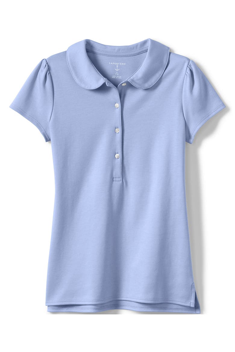 Girls Short Sleeve Peter Pan Collar Polo Shirt, Alternate, color, Blue