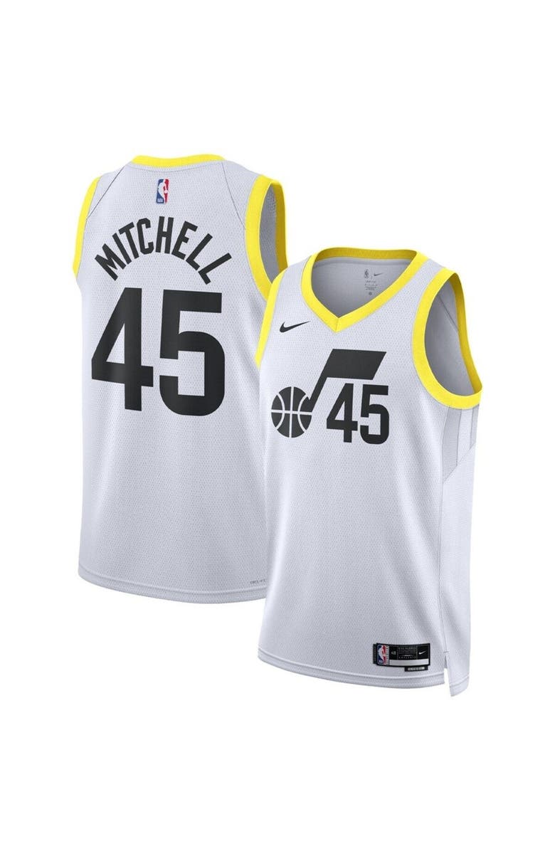 Nike Unisex Nike Donovan Mitchell White Utah Jazz Swingman Jersey - Association Edition, Alternate, color,