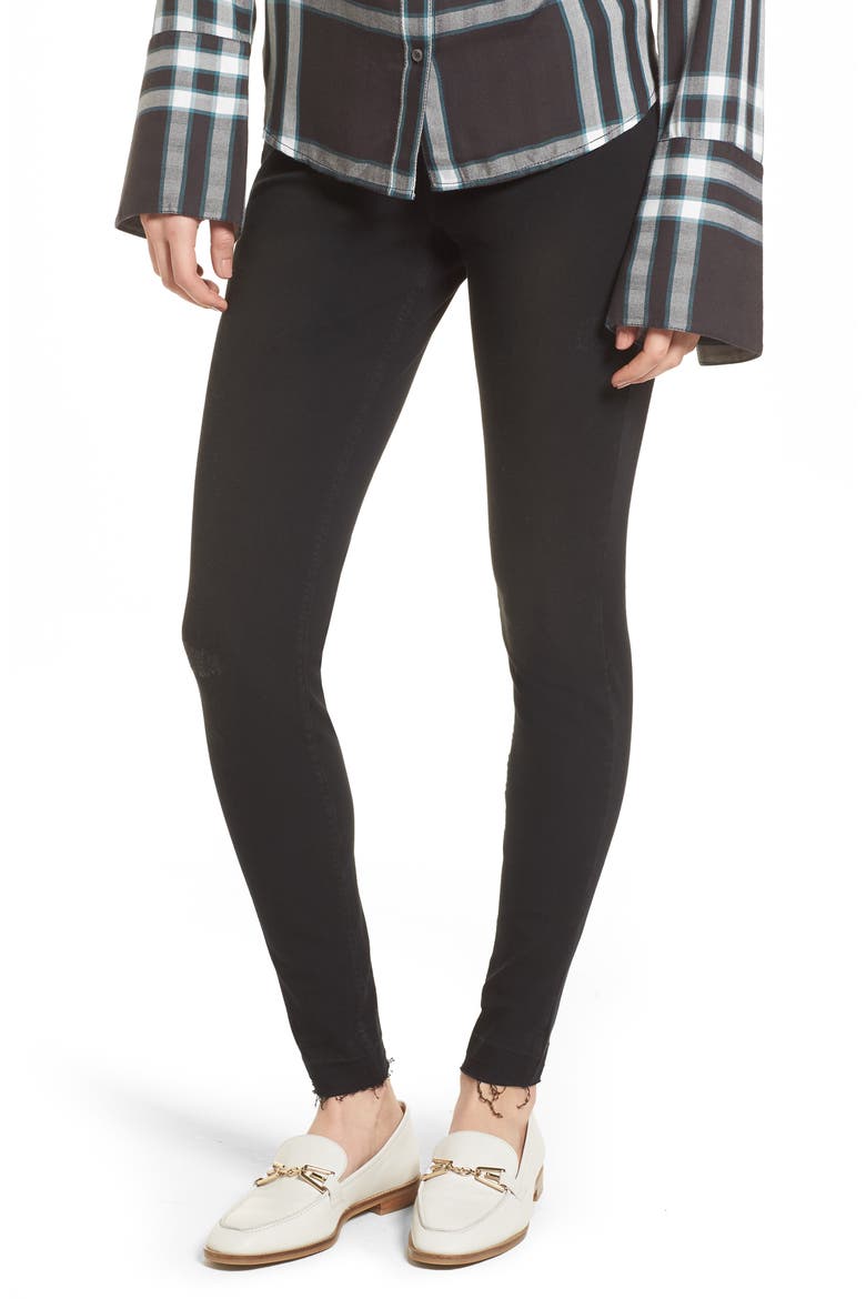 Selvedge Edge Denim Leggings, Main, color, BLACK