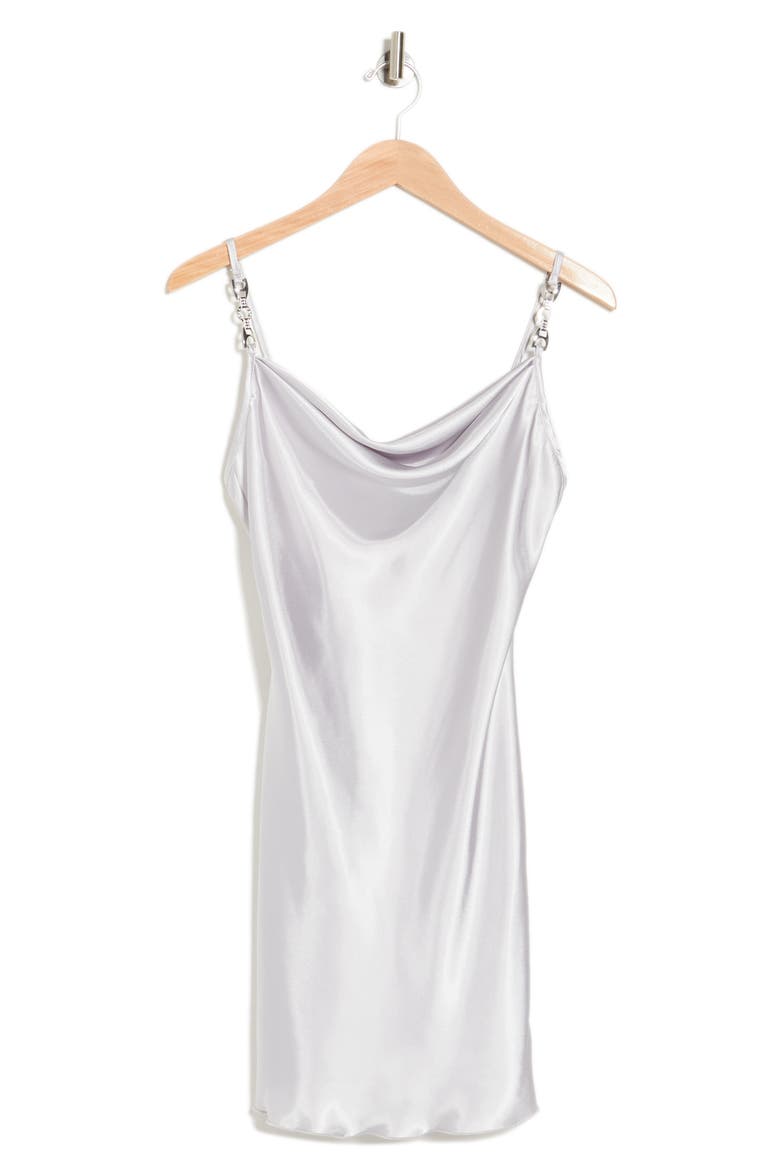 Satin Cowl Neck Slip Dress, Alternate, color, SILVER