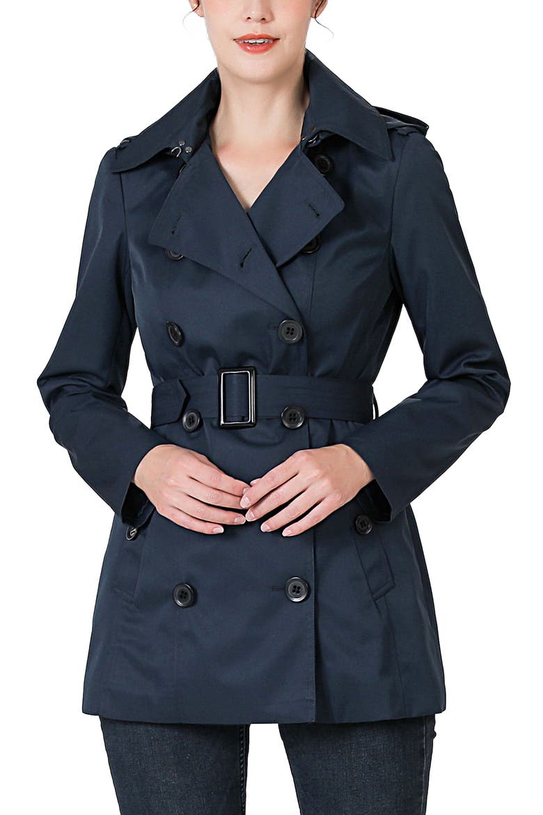 Women's Noa Short Trench Coat, Main, color, Navy