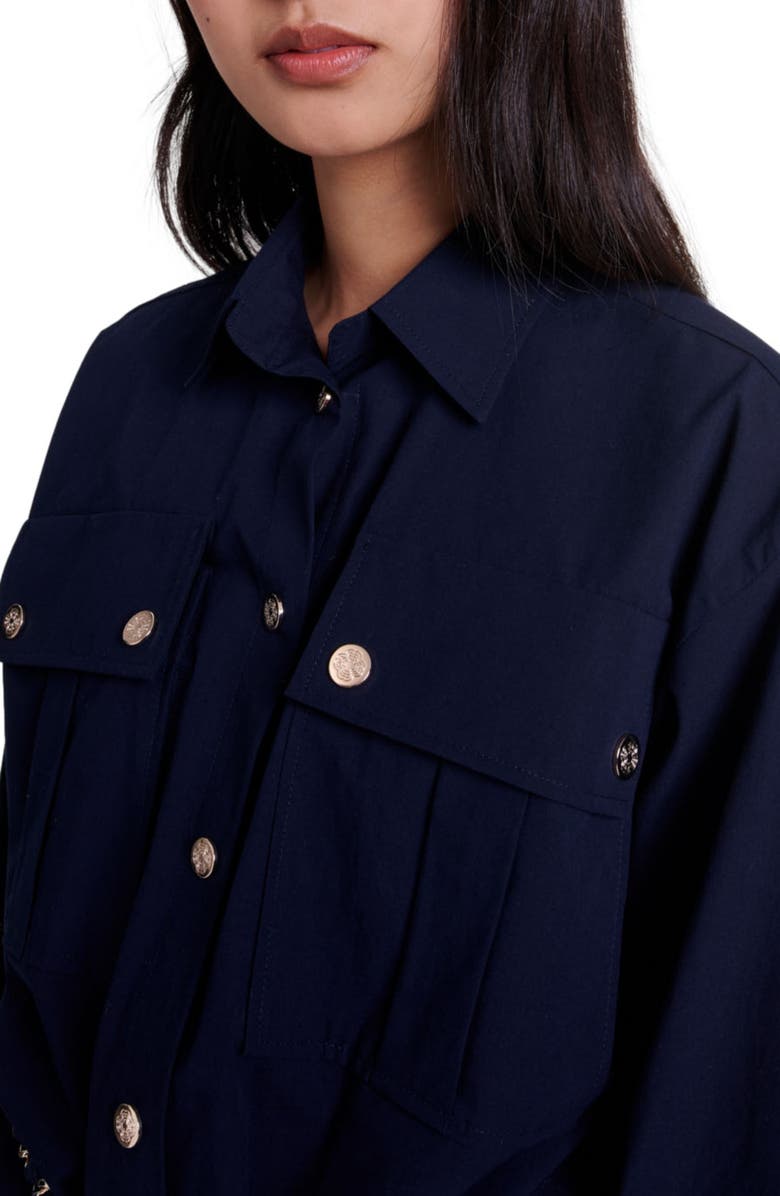 maje Belted long shirt, Alternate, color, 