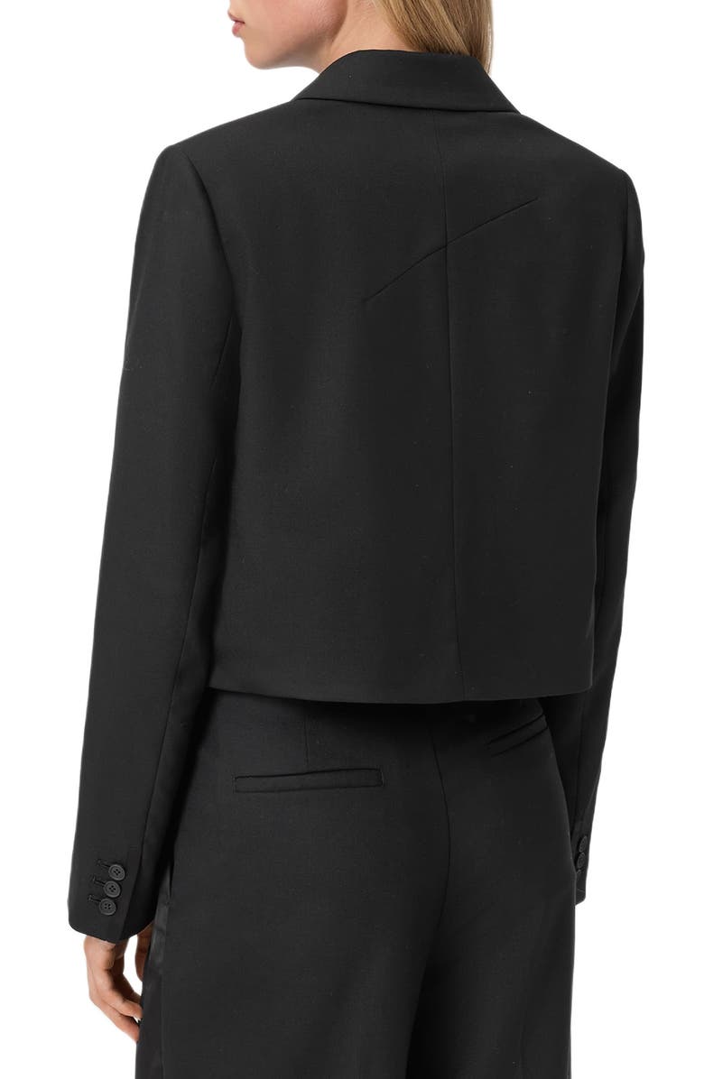 AllSaints Noa Wool Blend Crop Tuxedo Blazer, Alternate, color, Black