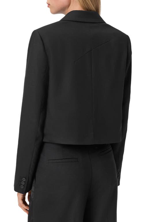 Allsaints Noa Wool Blend Crop Tuxedo Blazer In Black