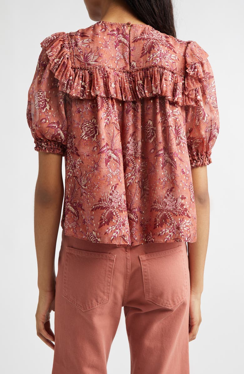 Ulla Johnson Jodie Puff Sleeve Floral Top, Alternate, color, Oleander