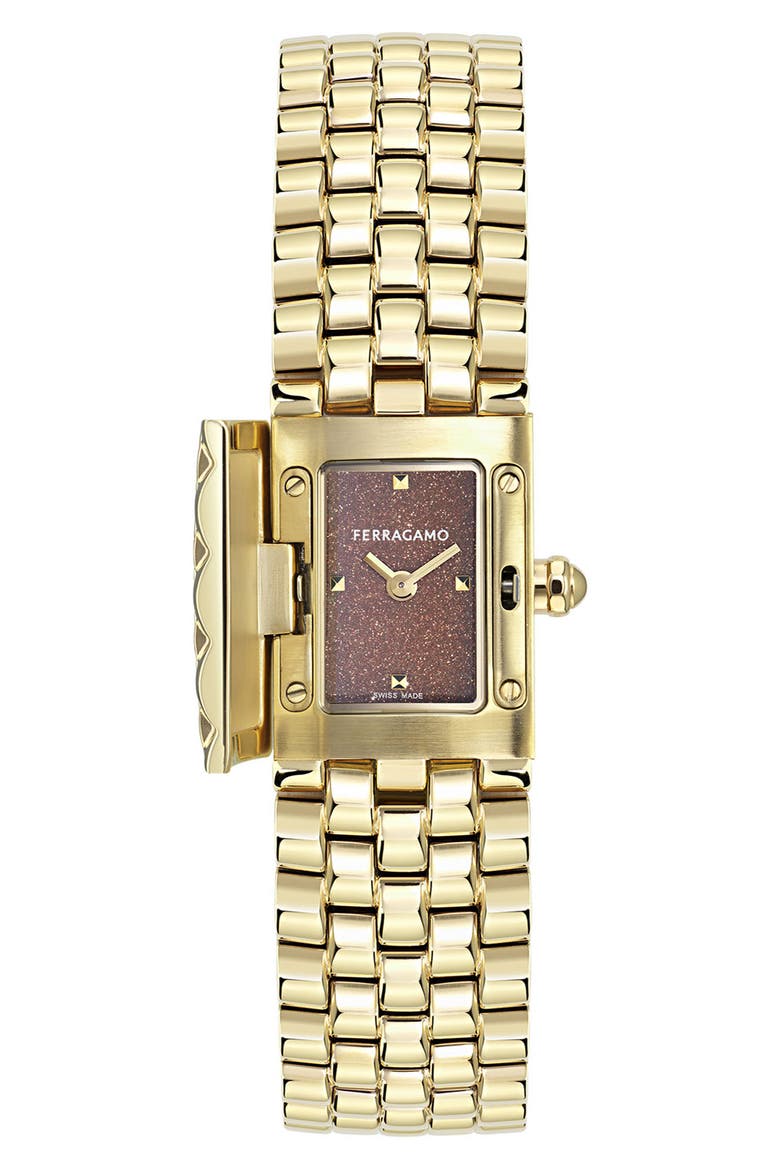 Secret Red Sandstone Bracelet Watch, 18.5mm x 30mm, Alternate, color, IP YELLOW GOLD