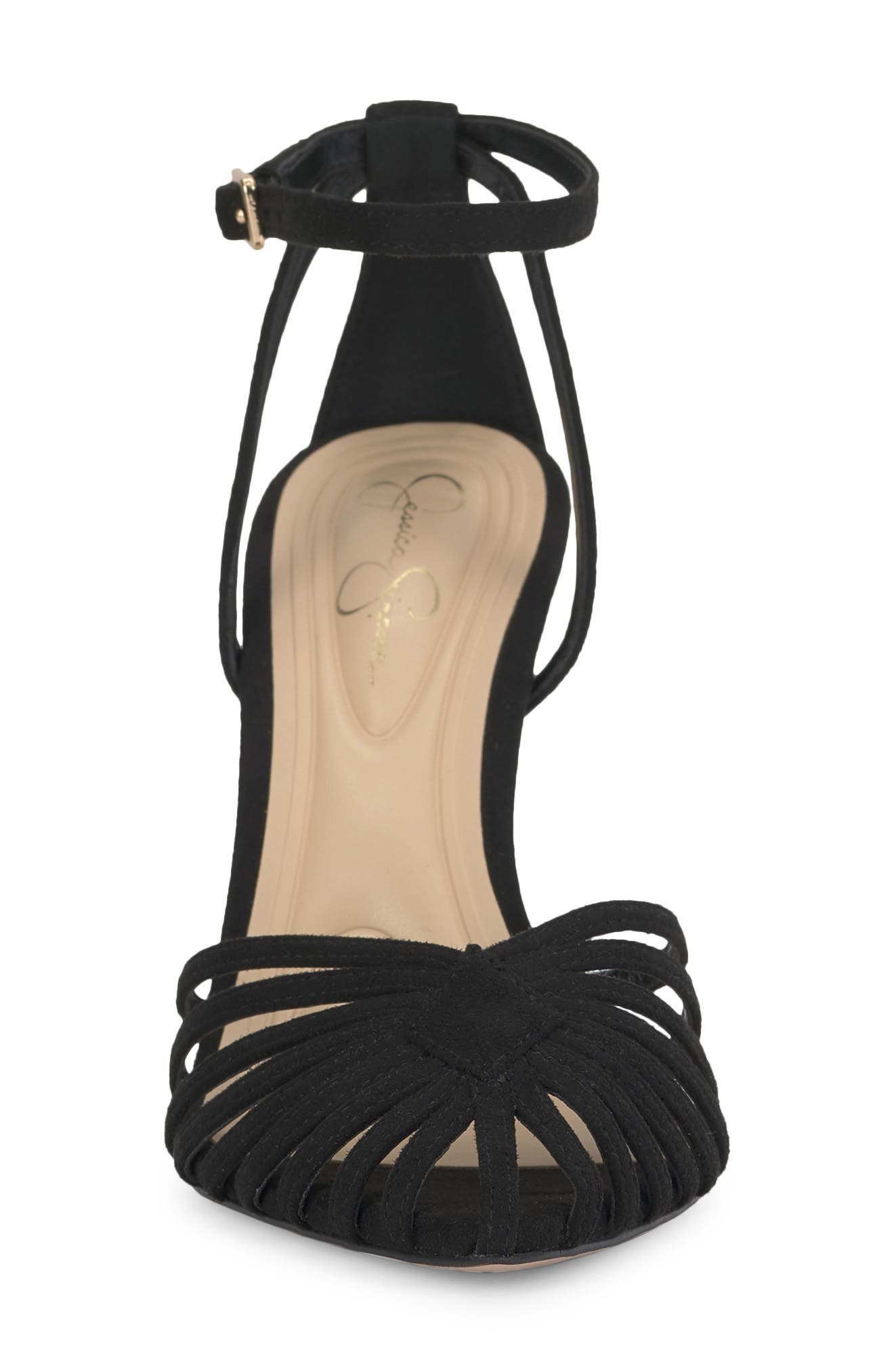 Paveri Ankle Strap Pointed Toe Pump, Alternate, color, BLACK 09