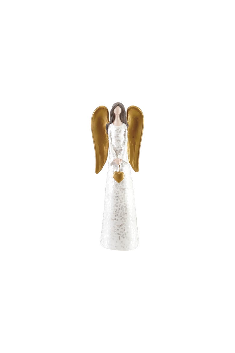 Gold Glitter Angel Figurine in Calcium Carbonate & Resin, Main, color, Multicolor