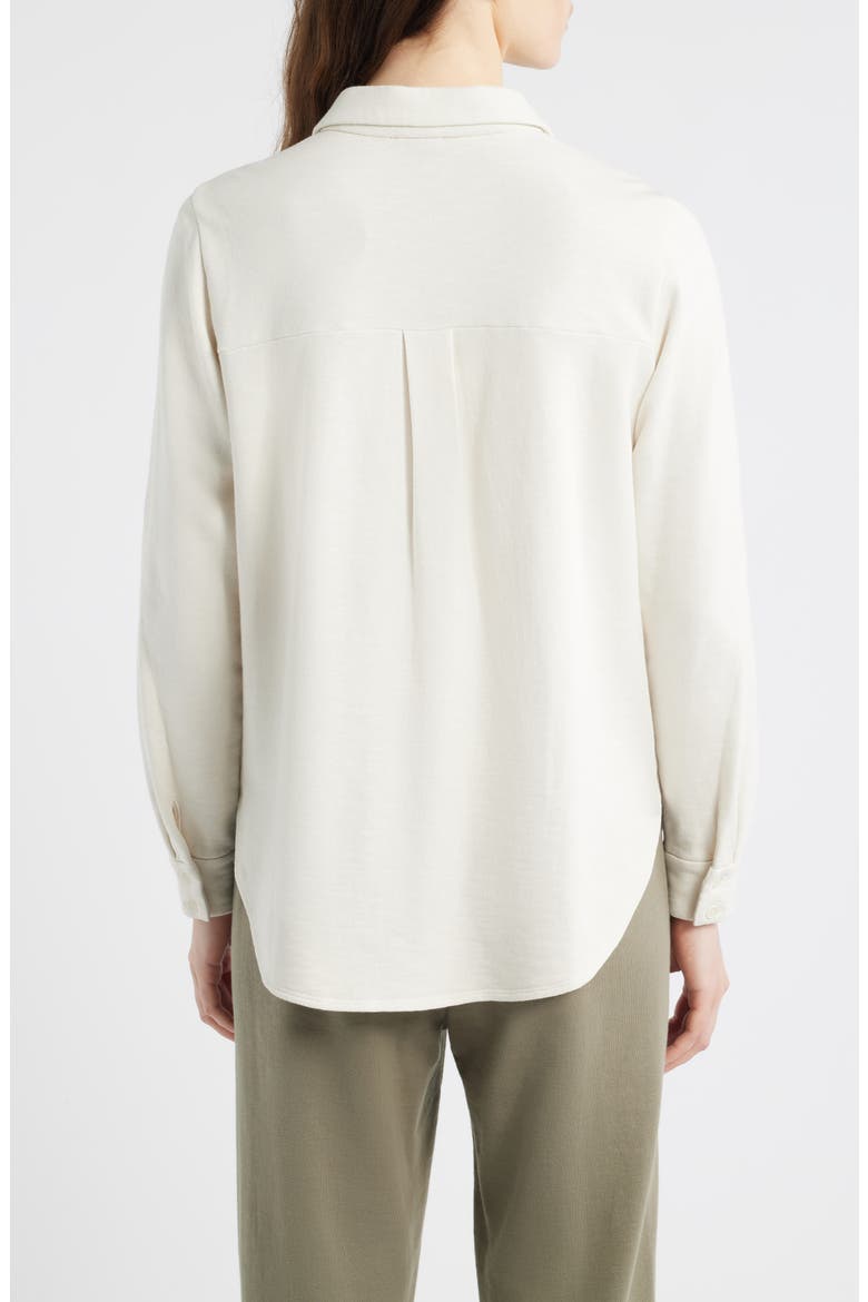 Classic Collar Organic Cotton French Terry Button-Up Shirt, Alternate, color, BONE