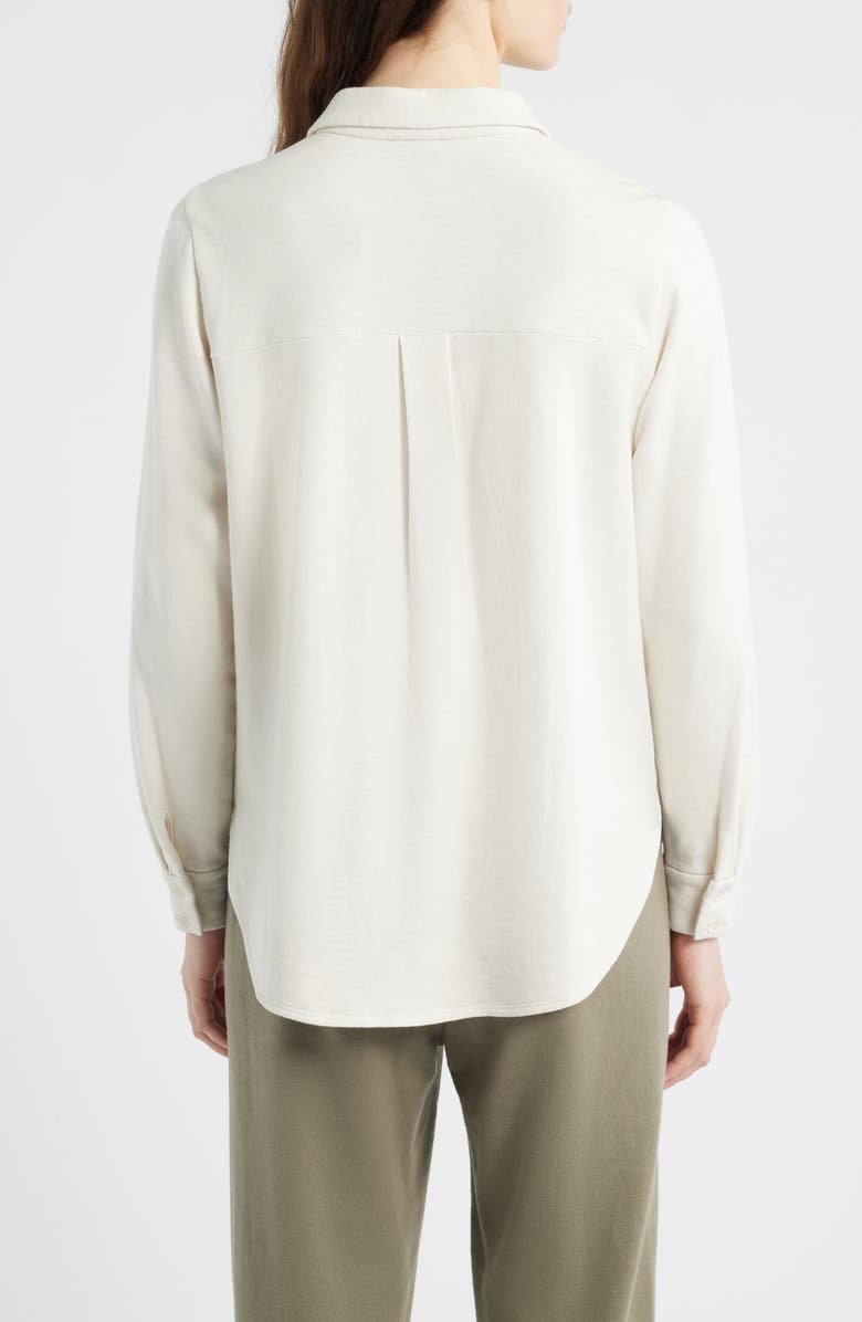 Eileen Fisher Classic Collar Organic Cotton French Terry Button-Up Shirt, Alternate, color, Bone