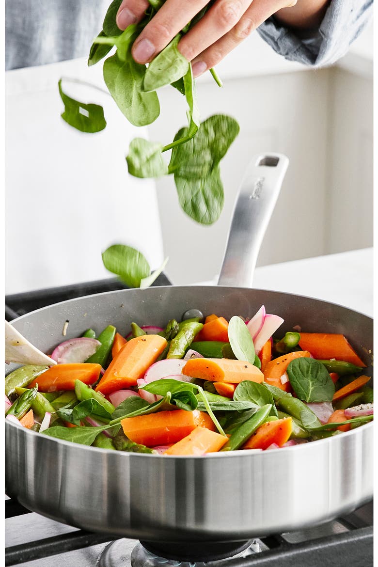 Chatham Anodized Stainless Ceramic Nonstick Sauté Pan with Glass Lid, Alternate, color, STAINLESS STEEL