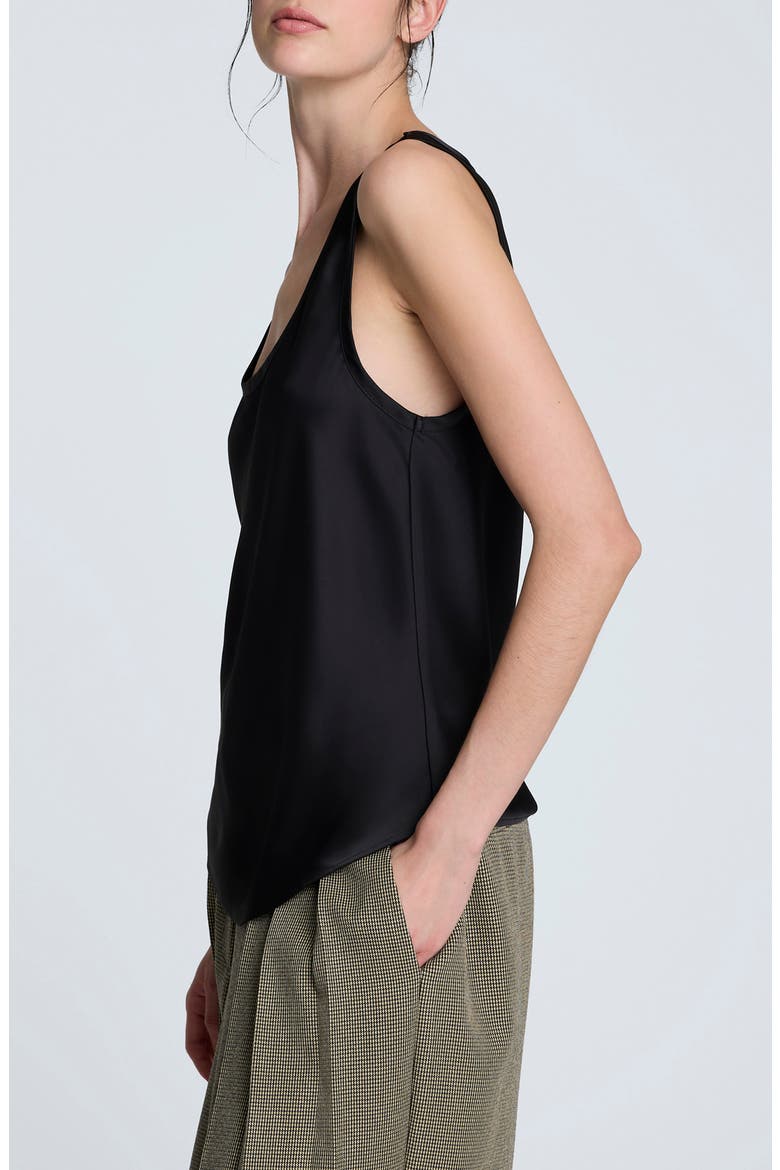 Satin Scoop Neck Tank, Alternate, color, BLACK